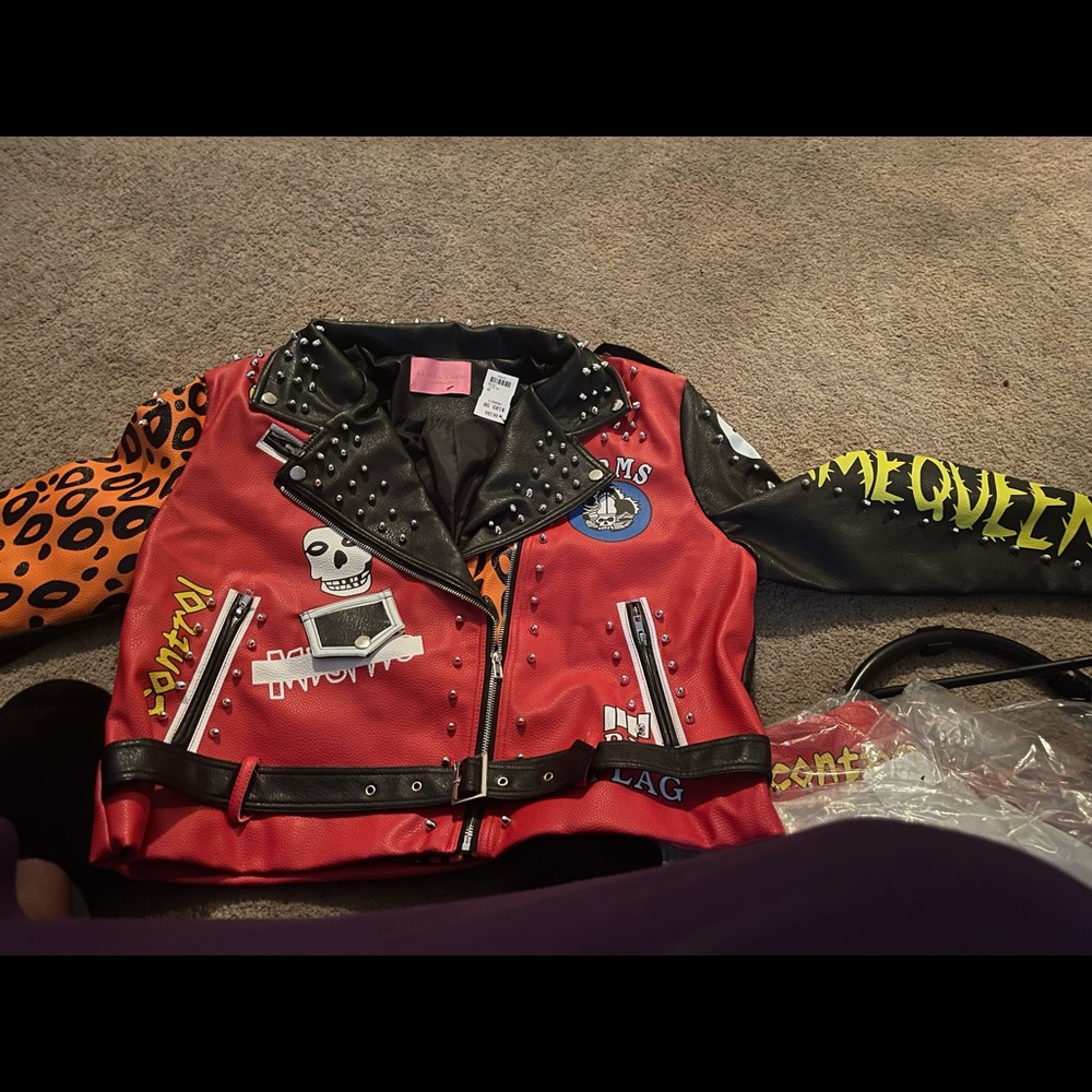 Faux leather jacket with studs